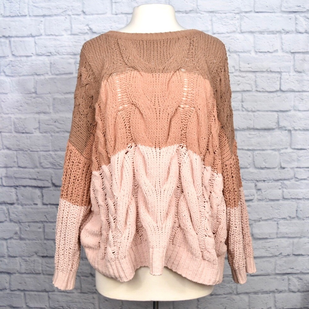 Plush Color Block Knit Sweater